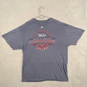 MAJESTIC BOSTON RED SOX WS CHAMPIONS 2013 T SHIRT BLUE SIZE XL